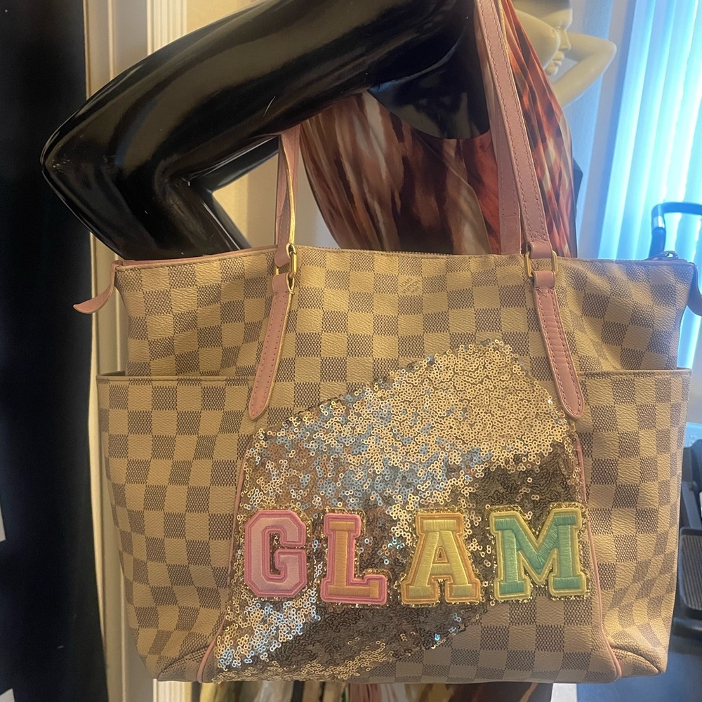 ❤️TRADED❤️Louis Vuitton custom Totally MM custom paint patch repair. Azur pink - Picture 3 of 16